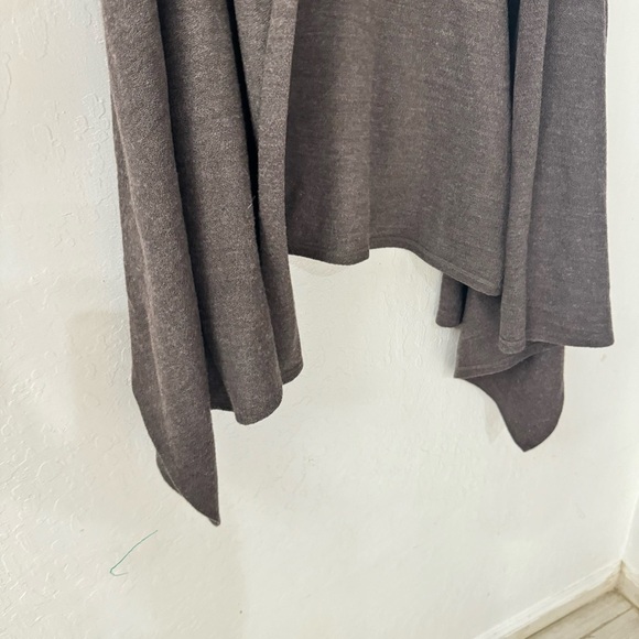 Eileen Fisher Brown Open Front Fold Over Collar Cardigan Sweater 100% wool - Picture 3 of 7